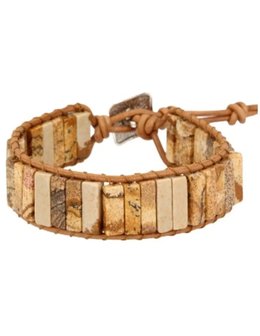 Armbandenset edelsteen Pretty Jasp|Leren armband|Landschapsjaspis