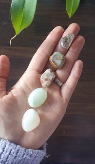 Crystal set Positive Energy|Jade, Ocean Jasper, Phanton Quarts, white Agate, Sunstone