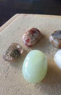 Crystal set Positive Energy|Jade, Ocean Jasper, Phanton Quarts, white Agate, Sunstone