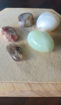 Crystal set Positive Energy|Jade, Ocean Jasper, Phanton Quarts, white Agate, Sunstone