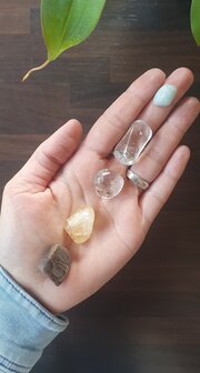 Crystal set Letting Go|Rutilated Quartz, Smoky Quartz, Citrine, Aquamarine, Petrified Wood