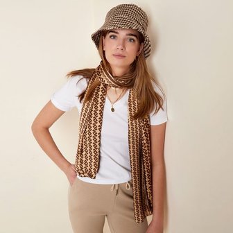 Beige bruine dames sjaal Pattern|Satijnen dames sjaal