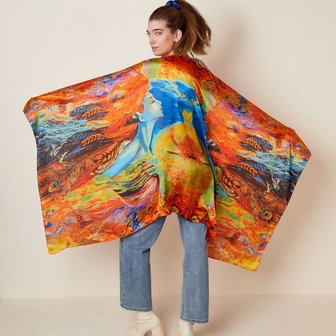 Lange dames sjaal Wild One|Lange shawl|Oranje Satijnen sjaal