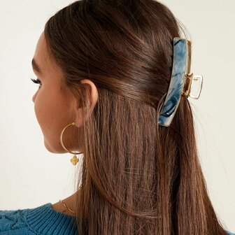 Hair clip Marble blue|Gold coloured