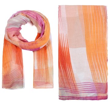 Langwerpige oranje dames sjaal Happy Vibes|Oranje Roze