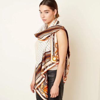 Langwerpige zijdezachte sjaal Silky Summer|Satijn|Beige Bruin