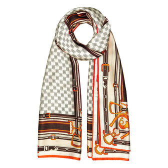 Langwerpige zijdezachte sjaal Silky Summer|Satijn|Beige Bruin