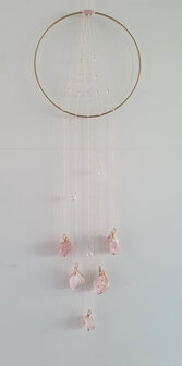 Suncatcher Love &#039;n Light|Rozenkwarts Swarovski kristal|Edelstenen|Handgemaakt 25cm