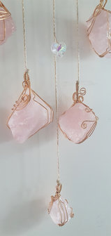 Suncatcher Love &#039;n Light|Rose Quartz Swarovski crystals|Handmade 25cm