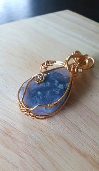 Purple Moss Agate pendant|Rare gemstone jewellery|Gold colored brass