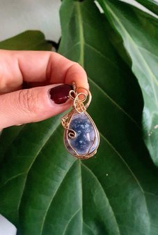 Purple Moss Agate pendant|Rare gemstone jewellery|Gold colored brass