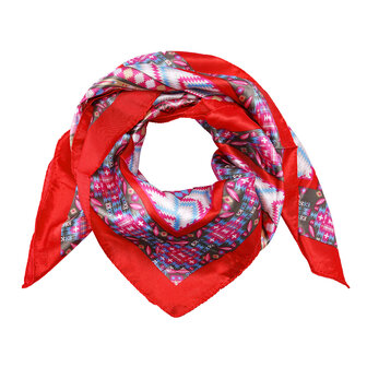 Vierkante zijdezachte sjaal Summer Red|Satijn|Rood Roze
