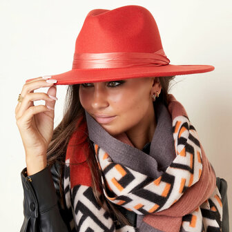 Fedora hoed|Dames hoed|Oranje roestbruin
