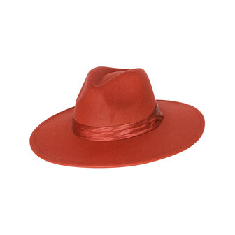 Fedora hoed|Dames hoed|Oranje roestbruin