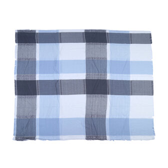 Damessjaal Sweet Blocks|Vierkante sjaal blauw grijs|Tartan extra zachte wintersjaal