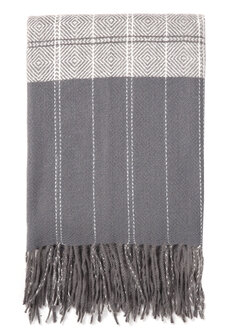 Heren sjaal Grey Stripes|Warme heren shawl|Grijs Antraciet|Gestreept|Fijne franjes