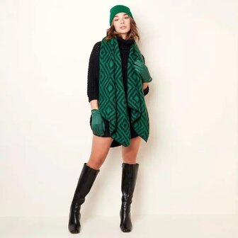 Warme damessjaal Green Diamonds|Groen zwart|Wintersjaal