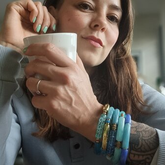 Bracelet set gemstones Lovely|Leather bracelet|Tiger&#039;s Eye Rhodonite