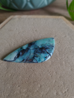 Blauwe Opaal versteend hout|Natuurlijk koper|Cabochon cabs