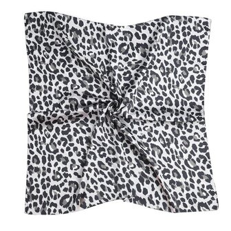 Vierkante zijdezachte dames sjaal Silky Leo Art|Vierkante shawl|Grijs|Luipaardprint