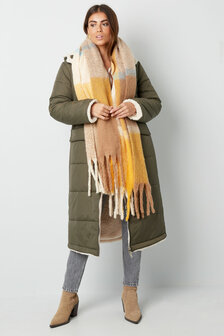Extra zachte sjaal Checkered|Wintersjaal dames|Geel Bruin