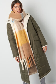 Extra zachte sjaal Checkered|Wintersjaal dames|Geel Bruin