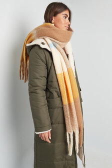 Extra zachte sjaal Checkered|Wintersjaal dames|Geel Bruin