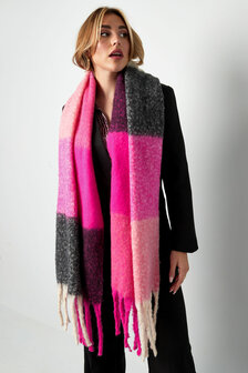 Extra zachte sjaal Fiana|Lange shawl|Roze Zwart Beige