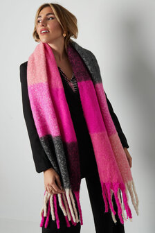 Extra zachte sjaal Fiana|Lange shawl|Roze Zwart Beige