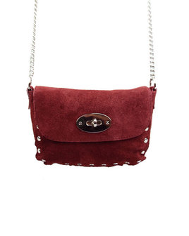 Scarfz suede clutch tas bordeaux rood