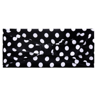 Haarband Velvet Dots|Zwart wit stippen|Knot|Fluweel