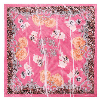Scarfz vierkante zijdezachte satijn sjaal Summer is Here roze pink silk scarf