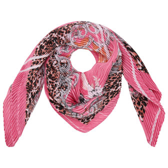 Vierkante zijdezachte dames sjaal Summer is Here|Vierkante shawl|Satijn|Roze Luipaard