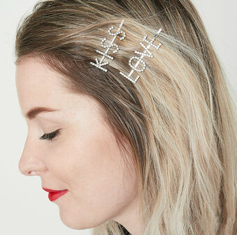 Scarfz haarschuifje haarclip hair clips kiss silver glitter