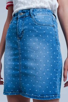 Denim rokje Happy Polka|Jeans rok|Stippen