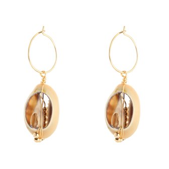 Earring Puka sea shell|Gold colored|Hoops