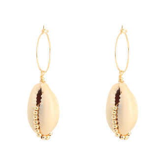 Earring Puka sea shell|Gold colored|Hoops