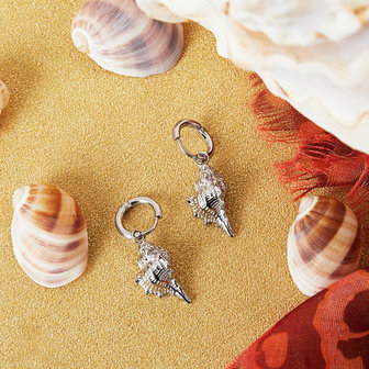 Creoles Lovely Shells|Silver colored|Hoops