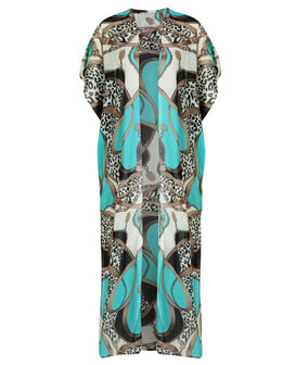 Beach dress Leo Love|Tunic kaftan|Leopard print|Blue beige