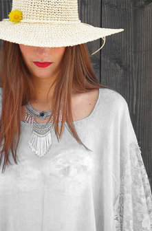 Beach poncho Love grey