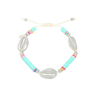 Cute bracelet Surfing Shell|Mint blue|Shells|Rubber