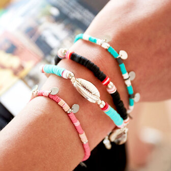 Mooie armband Surfing Shell|Roze|Schelp|Rubber