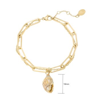 Armband Thick &amp; Thin Seashell|Goud|Schelp|Schakelarmband