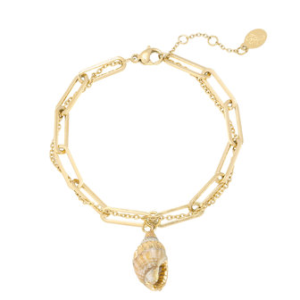 Armband Thick &amp; Thin Seashell|Goud|Schelp|Schakelarmband