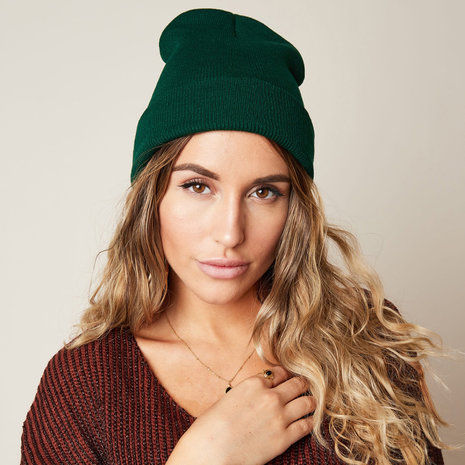Cute women's hat Rainbow Colors|Green|Knitted beanie