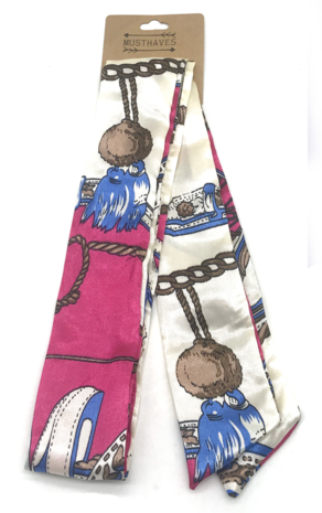 Silky soft bandana scarf Chains|Head scarf|Pink Blue White