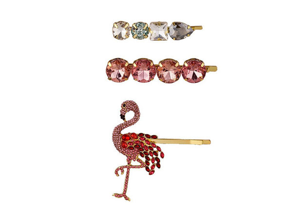 Hair clips Flamingo Sparkle|Gold|Set of 3 clips