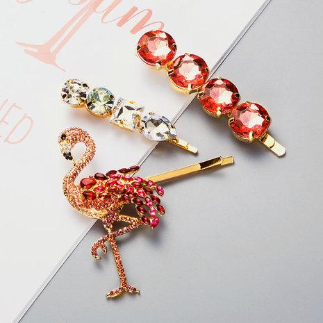 Hair clips Flamingo Sparkle|Gold|Set of 3 clips
