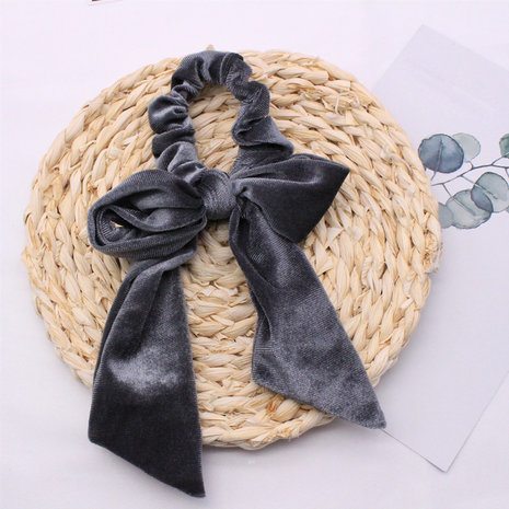 Bow scrunchy Velvet grey|Hair elastic tie|Scunchies