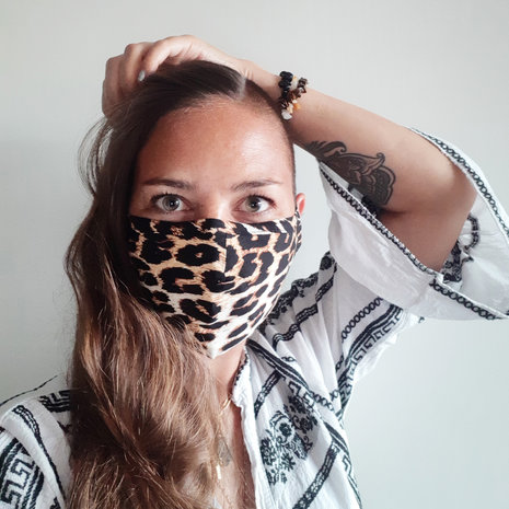 Washable face mask Leo|Cotton mouth mask|Leopard print|Excl filters